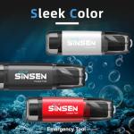 SINSEN Car Window Breaker Seat Belt Cutter Tool, Emergency Safety Hammer Tool to Break Glass, Portable Escape Kit, 2 Pack(Black+Red)