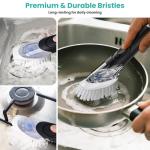 Soap Dispensing Dish Brush, Dish Scrub Brush with Soap Dispenser, Dish Soap Brush for Dishes, Pans, Sink, Pots