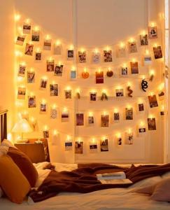 20 LED Photo Clip Fairy String Light,Indoor Outdoor Battery Box Powered,Remote,8 Modes,Timer,Valentine's Day Gift for Hanging Picture,Card,Artwork,Memos in Dorm,Bedroom,Wall Decoration (Warm White)