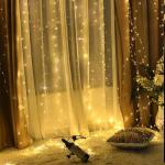 Vigdur Led Curtain String Lights, 8FT Window Fairy Lights for Bedroom with 210 Warm LEDs, Hanging Twinkle Indoor String Light for Party Wedding Garden Wall Decor(8 * 7ft)