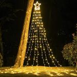 MUYUN Waterfall Christmas String Lights with 317 LED Star Hanging Twinkle Fairy Curtain Lights for Party Wedding Patio Indoor Outdoor Decorative Water Flow Lights