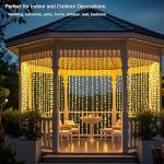 Vigdur Led Curtain String Lights, 8FT Window Fairy Lights for Bedroom with 210 Warm LEDs, Hanging Twinkle Indoor String Light for Party Wedding Garden Wall Decor(8 * 7ft)