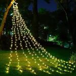 MUYUN Waterfall Christmas String Lights with 317 LED Star Hanging Twinkle Fairy Curtain Lights for Party Wedding Patio Indoor Outdoor Decorative Water Flow Lights