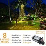 MUYUN Waterfall Christmas String Lights with 317 LED Star Hanging Twinkle Fairy Curtain Lights for Party Wedding Patio Indoor Outdoor Decorative Water Flow Lights