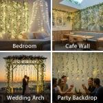 suddus 200 LED Vine with Light Plug in, 6.5ft x 6.5ft Pothos Fairy Curtain Lights with Remote, Leaf Fairy Lights for Wall,Bedroom, Dorm, Wedding, Party, Indoor Decor(Warm White)
