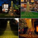 MUYUN Waterfall Christmas String Lights with 317 LED Star Hanging Twinkle Fairy Curtain Lights for Party Wedding Patio Indoor Outdoor Decorative Water Flow Lights