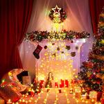 MUYUN Waterfall Christmas String Lights with 317 LED Star Hanging Twinkle Fairy Curtain Lights for Party Wedding Patio Indoor Outdoor Decorative Water Flow Lights