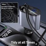 YAOKEEP 120W Fast Charging Retractable Car Charger 4 in 1, 180°Rotation Car Phone Charger with 31.5" Cables, USB Type-C and Lightning, Car Charger Adapter for iPhone 17/16/15/14 /13/12,Android,Samsung