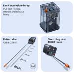 Cigarette Lighter Splitter with Retractable Car Charger, 45W USB C Car Cup 2-Socket Cigarette Lighter Adapter Heavy Duty Truck Car Plug Outlet Splitter Fast Charging 12V/24V Multi Port for Car Devices