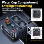 Cigarette Lighter Splitter with Retractable Car Charger, 45W USB C Car Cup 2-Socket Cigarette Lighter Adapter Heavy Duty Truck Car Plug Outlet Splitter Fast Charging 12V/24V Multi Port for Car Devices