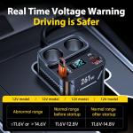 Cigarette Lighter Splitter with Retractable Car Charger, 45W USB C Car Cup 2-Socket Cigarette Lighter Adapter Heavy Duty Truck Car Plug Outlet Splitter Fast Charging 12V/24V Multi Port for Car Devices