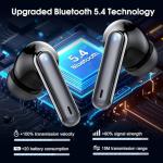 Wireless Earbuds, Bluetooth 5.4 Ear Buds Wireless Bluetooth Earbuds, 40H Playtime Bass Stereo Wireless Headphones in Ear, 4 ENC Mic Mini Bluetooth Earphones, IP7 Waterproof iOS Android Earbud, Black