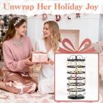 iDavosic.ly 6 Tier Metal Rotating Earring Holder Organizer, 264 Holes Large Stud Storage Display Stands Tree Rack, Adjustable Pierced Hoop Dangle Tower for Women, Black