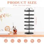 iDavosic.ly 6 Tier Metal Rotating Earring Holder Organizer, 264 Holes Large Stud Storage Display Stands Tree Rack, Adjustable Pierced Hoop Dangle Tower for Women, Black
