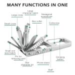 12 in 1 Mini Multi Tool, Portable Keychain Multitool Screwdriver Bit, Folding Outdoor Bottle Opener Compact Pocket Size Phone Holder for Camping Outdoors, 3.46x1.46inch