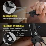 Mini Keychain Knife with Carabiner - 1.3" Tanto Serrated Blade - 6 in 1 Black Multitool - Bottle Opener Box Cutter Liner Lock - EDC Gadgets - Legal Folding Small Pocket Knives for Men Women Gifts 2248