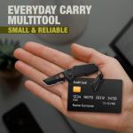 Mini Keychain Knife with Carabiner - 1.3" Tanto Serrated Blade - 6 in 1 Black Multitool - Bottle Opener Box Cutter Liner Lock - EDC Gadgets - Legal Folding Small Pocket Knives for Men Women Gifts 2248