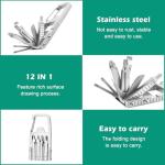 12 in 1 Mini Multi Tool, Portable Keychain Multitool Screwdriver Bit, Folding Outdoor Bottle Opener Compact Pocket Size Phone Holder for Camping Outdoors, 3.46x1.46inch