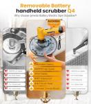 qimedo Battery Electric Spin Scrubber Q4, 800RPM Handheld Scrubber for Cleaning with Display, Power Dish Scrubber with 5 Heads, Shower Cordless Cleaning Brush for Bathroom/Sink/Window