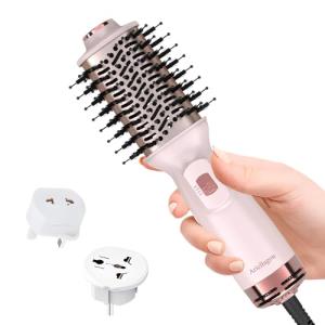 Ariellagou Dual Voltage Travel Hair Dryer Brush Mini Hot Air Brush with European Plug One Step Blow Dryer and Styler Volumizer for Home and Salon Use