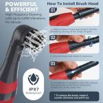 LifeBasis Cordless Electric Cleaning Brush, Mini Power Scrubber for Cleaning Waterproof Grout with 5 Brush Heads for Bathroom Kitchen Tile Crevice Corner - Red (Batteries Included)
