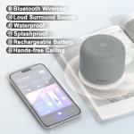 Bobtot Portable Bluetooth Speakers with Strap Easy to Carry, Wireless Waterproof Mini Speaker with Loud Stereo Sound, 20 Hours Playtime, Rechargeable Battery, Built-in Microphone, Dark Gray