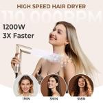 Ukliss 8 in 1 Hair Dryer Brush & Multi Hot Air Styler–Foldable 110,000 RPM Blow Dryer Brush Tool Set with Diffuser Auto-Wrap Curler for Fast Drying Curling Straightening Hair Daily Styling (1.25'')