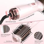 Ariellagou Dual Voltage Travel Hair Dryer Brush Mini Hot Air Brush with European Plug One Step Blow Dryer and Styler Volumizer for Home and Salon Use