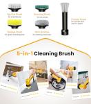 qimedo Battery Electric Spin Scrubber Q4, 800RPM Handheld Scrubber for Cleaning with Display, Power Dish Scrubber with 5 Heads, Shower Cordless Cleaning Brush for Bathroom/Sink/Window