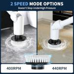Electric Spin Scrubber - Cordless Cleaning Brush with Digital Display, 2 Speeds, 8 Brush Heads, IPX7 Waterproof, Adjustable Long Handle for Bathroom, Tub, Tile, Shower, and Car