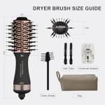 Dual Voltage Blow Dryer Brush Travel Hair Dryer Brush in One,2 inch Oval Shape Hot Air Brush,Travel Hair Tools/Volumizer/Straightener/Curler,European Blow Dry Brush with Universal Adapter
