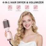Ariellagou Dual Voltage Travel Hair Dryer Brush Mini Hot Air Brush with European Plug One Step Blow Dryer and Styler Volumizer for Home and Salon Use