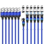 Losuesme Magnetic Charging Cable (6-Pack,1.6+3.3+3.3+6.6+6.6+10ft) 540° Rotation Magnet Phone Charger USB C Cable 3A Fast Charging Magnetic Charger Cable with LED Light for Micro USB Type C Device