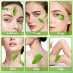 6Pcs Jade Roller for Face,Gua Sha Facial Tools for Women Natural Face Roller Massager Tool for Skincare, Makeup