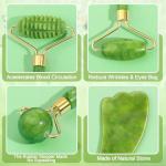 6Pcs Jade Roller for Face,Gua Sha Facial Tools for Women Natural Face Roller Massager Tool for Skincare, Makeup