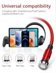 SUNTAIHO 540° Rotation Magnetic Charging Cable,Magnetic Phone Charger with LED [5Pack, 1.6ft/3.3ft/6.6ft/10ft/10ft] 3 in 1 Magnet Charger for Micro USB/Type C etc Nylon Braided USB Cable Red