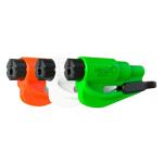 resqme The Original Emergency Keychain Car Escape Tool, 2-in-1 Seatbelt Cutter and Window Breaker, Made in USA, Family Pack of 3, Orange, White, Lime Green- Compact Emergency Hammer