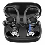 Beniduck Wireless Earbuds Bluetooth 5.3 Headphones Stereo Ear Buds, ENC Noise Cancelling Mic,IPX7 Waterproof Earphones with Hook for Android iOS Smart Phone Laptop Computer Sports - Black