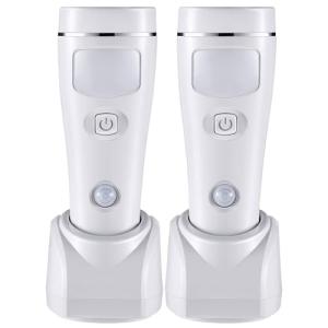 Enhon 4 in 1 LED Emergency Lights for Home Power Failure, 2 Pack Rechargeable Plug in Flashlight Motion Sensor Night Light, Automatic Turn On Power Outage Light for Home Hurricane Supplies(White)