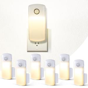 Enhon 6 Pack Emergency Power Failure Night Lights, Motion Sensor Night Light, Automatic Dusk to Dawn, Emergency Lights for Home, Bedrooms, Hallways, Black Outs, Rechargeable