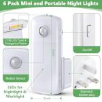 Enhon 6 Pack Emergency Power Failure Night Lights, Motion Sensor Night Light, Automatic Dusk to Dawn, Emergency Lights for Home, Bedrooms, Hallways, Black Outs, Rechargeable