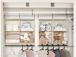 StorageWorks Hanging Closet Organizer with Metal Rod, 4-Section Closet Organizers and Storage, Collapsible Hanging Shelves for Baby Clothes, Shoes, Sweater Storage, Ivory and White