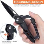 Multitool Carabiner with Pocket Knife, Gift for Men Him Dad Husband, 6-in-1 Multitool with EDC Carabiner Keychain,Bottle Opener,Window Breaker & Screwdriver,Cool Gadgets for Outdoor,Repair (Black)