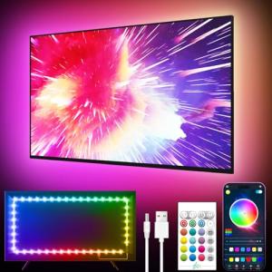 GIPOYENT LED Lights for TV, 18FT TV LED Backlight, for 40-75 Inch TV, Music Sync TV LED Light with Bluetooth Function - RGB Color Changing Light Strip for Bedroom (18ft)