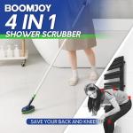 BOOMJOY 4 in 1 Shower Cleaning Brush, 58" Extendable Tub and Tile Scrubber Set, Grout Brush with Long Handle, Shower Tile Floor Scrubber for Cleaning Baseboard Bathroom Toilet Kitchen