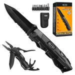 RoverTac Pocket Knife Multitool – 15-in-1 Folding Knife with Pliers, Screwdrivers & Bottle Opener – Multitool Knife with Safety Lock & Nylon Sheath for Camping, Hiking, Survival, EDC & Gifts for Men