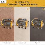 LBT Power Tool Organizer With Charging Station,Patented,Heavy Duty Steel,6 Drilling Rig Sizes With Hooks And Screw Boxes,6 sockets,Easy To Install Garage Storage Rack,Great Gift For Men, Yellow