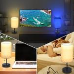 Lamps for Bedrooms Nightstand Bedside Lamp with 2 USB Port and Outlet, 3-Way Dimmable Table Lamps, Color Changing Night Stand Light Lamp RGB LED Bulb