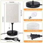 Lamps for Bedrooms Nightstand Bedside Lamp with 2 USB Port and Outlet, 3-Way Dimmable Table Lamps, Color Changing Night Stand Light Lamp RGB LED Bulb