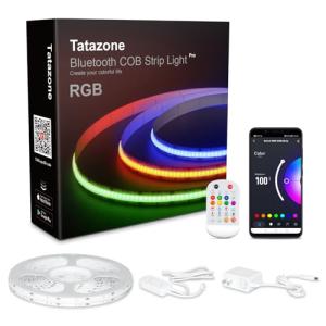 Tatazone 4.92ft Bluetooth RGB COB Led Strip Lights with Remote, Dimmable Smart App Led COB Light Strip, Color Changing Music Sync, Indoor RGB Led Lights for Bedroom, Home Decor, Party